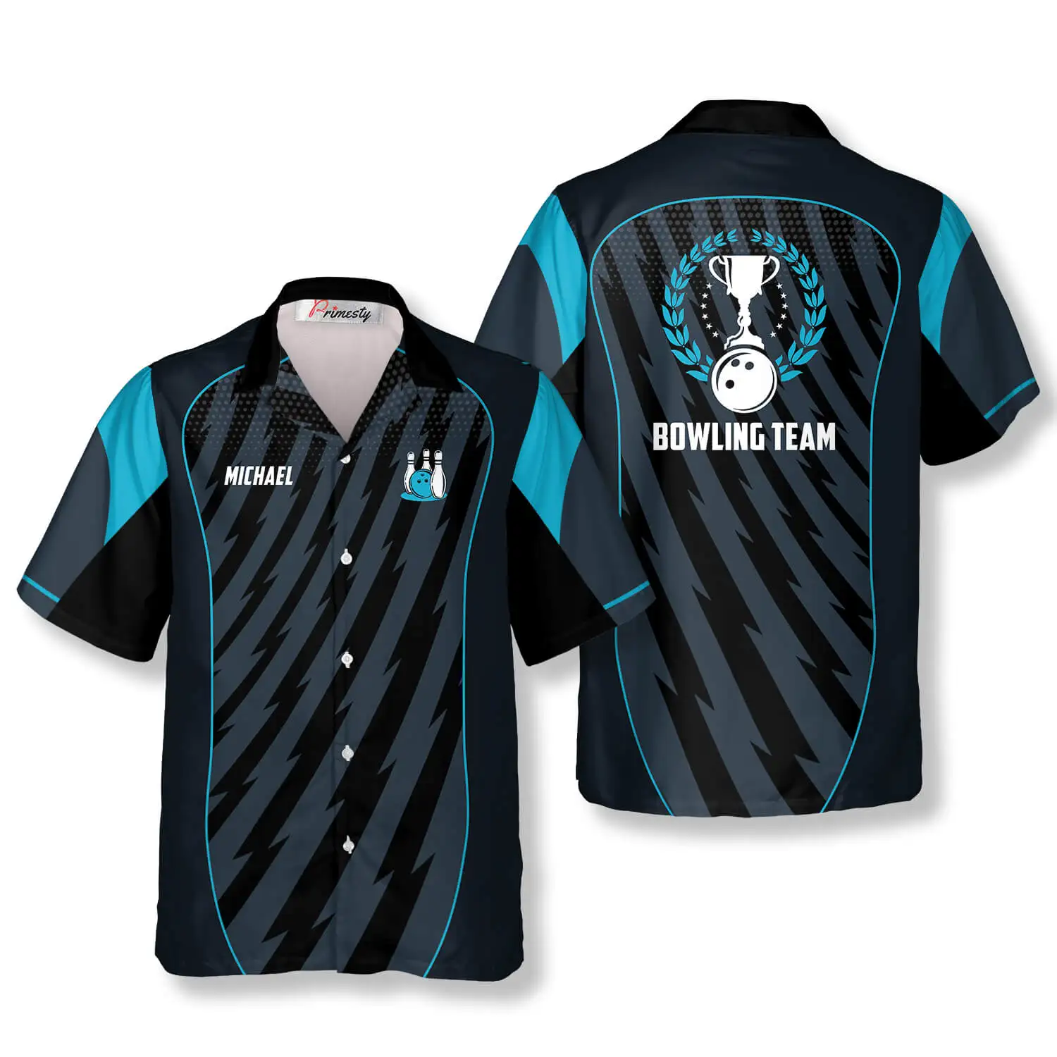 

Tiki summer new blue sports style trophy badge bowling Hawaiian shirt 3d printing shirt short sleeve men's shirt men's men's shi