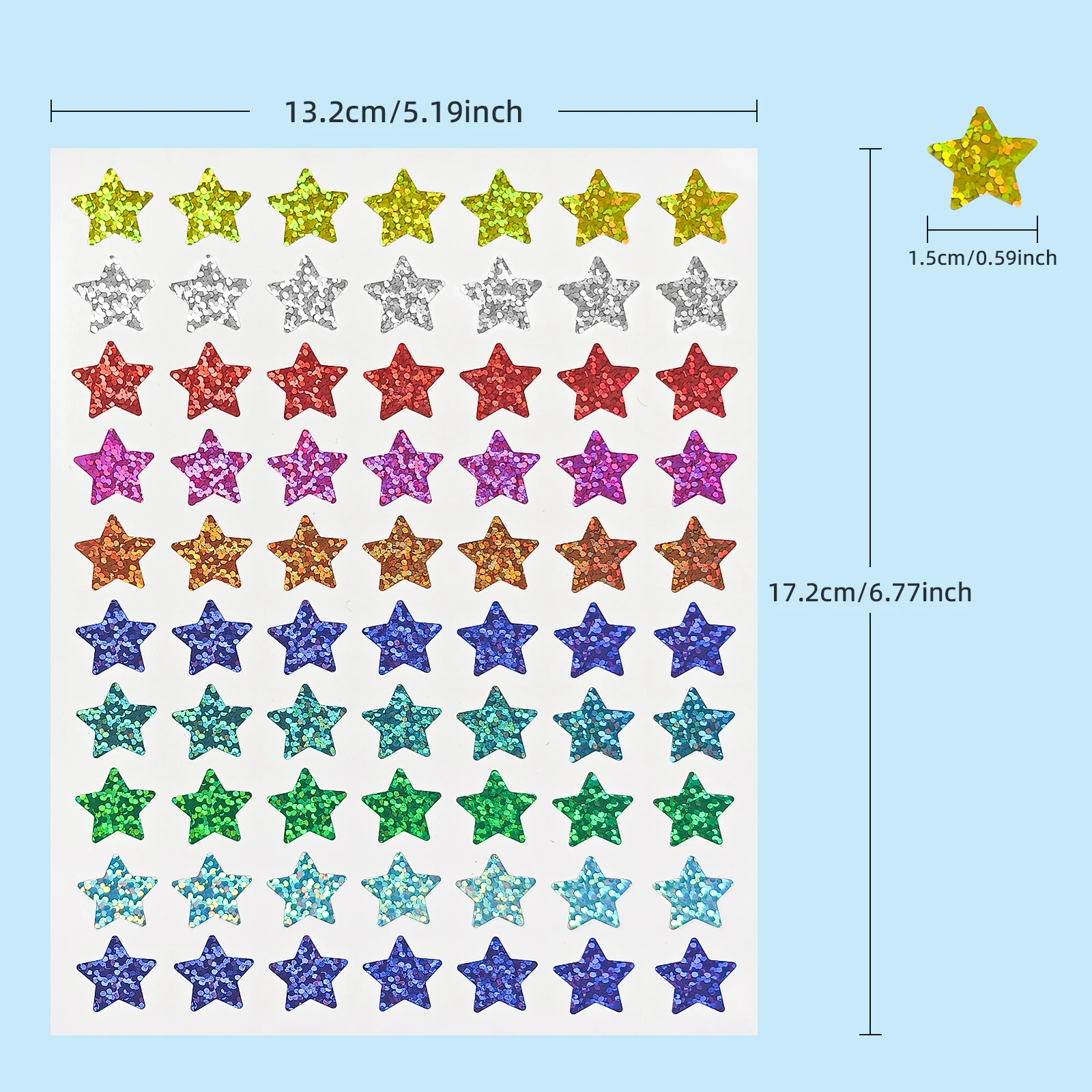 700pcs Holographic Small Star Stickers for Kids Reward, Behavior Chart, School Classroom Student 10 sheetsTeacher Supplies, 0.6"