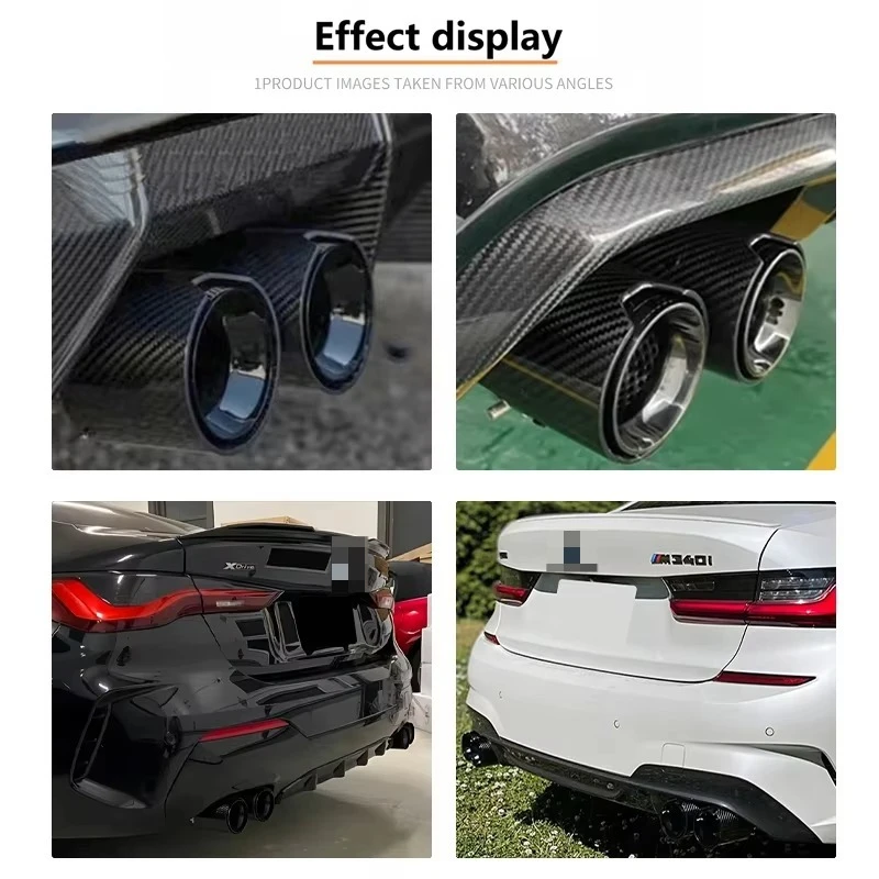DEX Car Exhaust Tip For BMW M240 M340 M440 G20 G21 G23 G42 M Power Quad Tip Carbon Fiber Black Exhaust Nozzle Pipe Dual TailPipe
