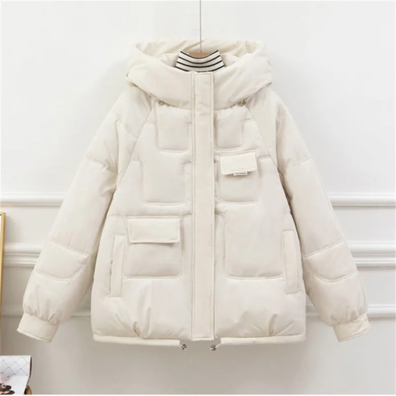 Chaqueta acolchada de algodón con capucha para mujer, Parkas cálidas, abrigo grueso, prendas de vestir para la nieve holgadas, novedad de invierno, 2024