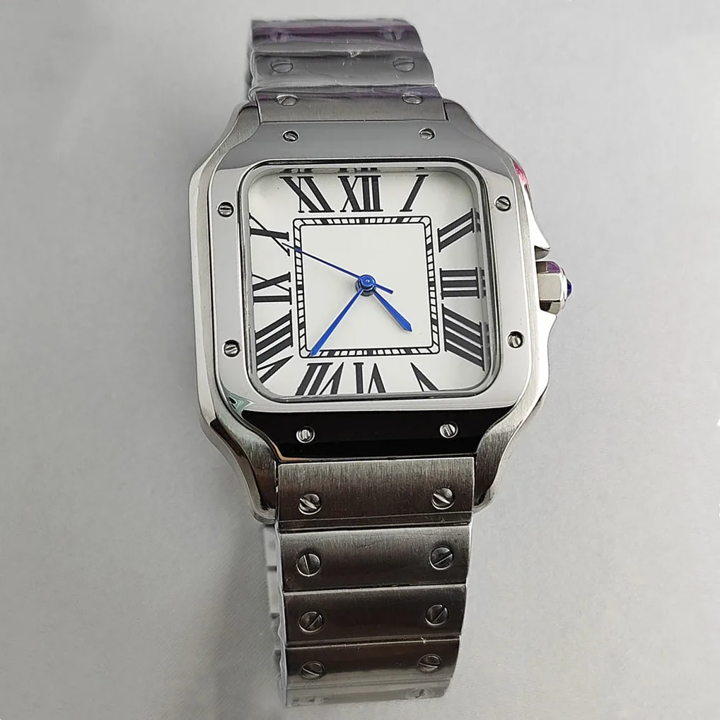 

NH35 Watch Square Case Men's Watch Folding Buckle Roman S Dial Stainless Steel Mechanical Watch Suitable for NH35 Movement