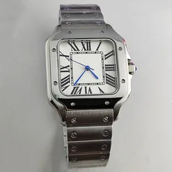 NH35 Watch Square Case Men's Watch Folding Buckle Roman S Dial Stainless Steel Mechanical Watch Suitable for NH35 Movement