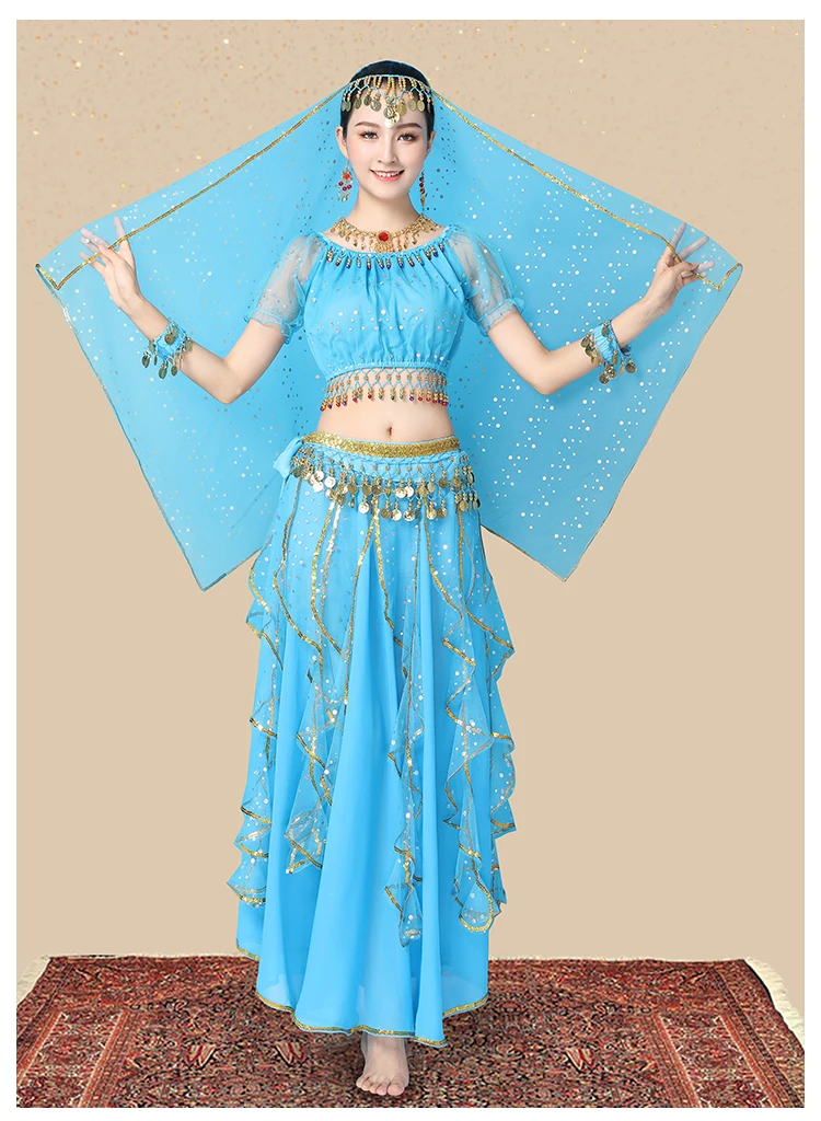 Indian dance performance costume, ethnic Xinjiang adult dance costume, long skirt set, stage performance costume