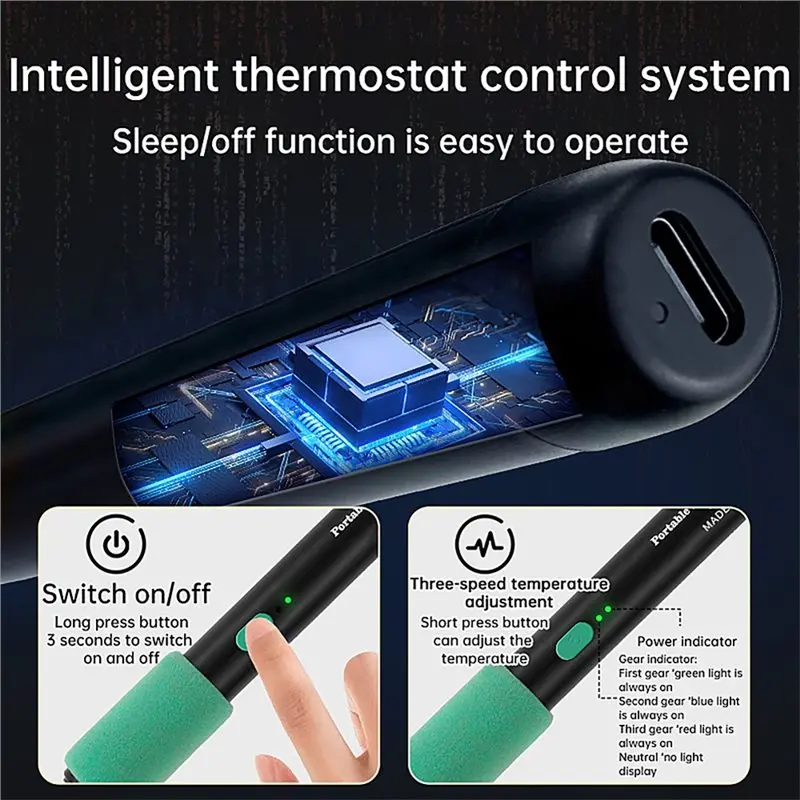 75STO-C211 DC 5V USB 15W Electric Soldering Iron Portable Wireless Mini Soldering Tool Featuring Three-Level Temperature Control