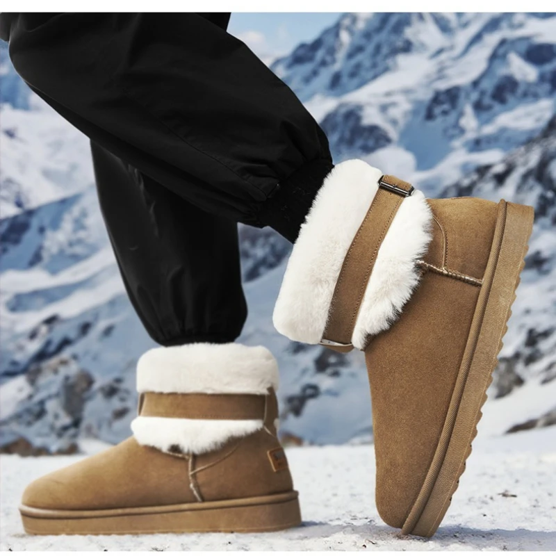 

Men's Snow Boots Large Size Solid Color Flat Anti-slip Comfortable Fashionable and Convenient Winter Warm Outdoor Boots