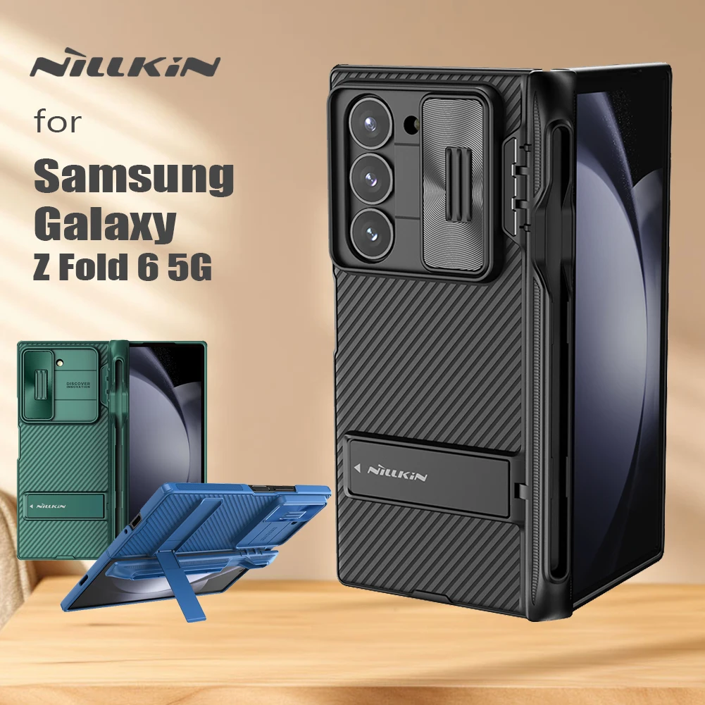 For Samsung Galaxy Z Fold 6 5G Nillkin Case Camshield Fold Camera Slide with S-Pen Holder 360 Lens Stand Protect Cover