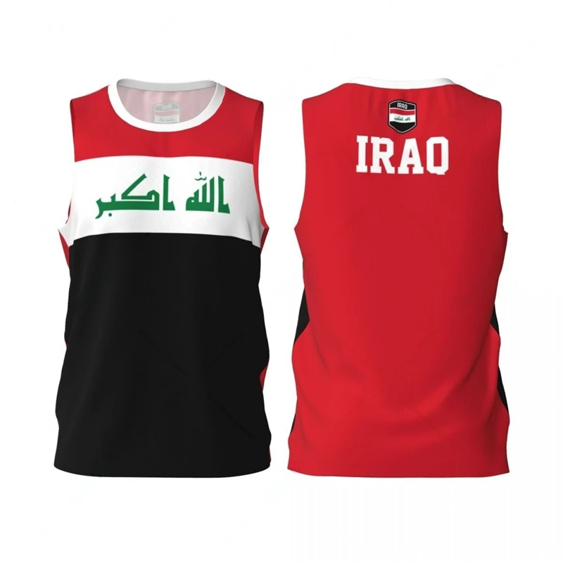 Iraq Flag Basketball Tank Tops Summer Fashion National Emblem 3D Printed Sleeveless T Shirts Loose Quick Dry Sports Vest Tees