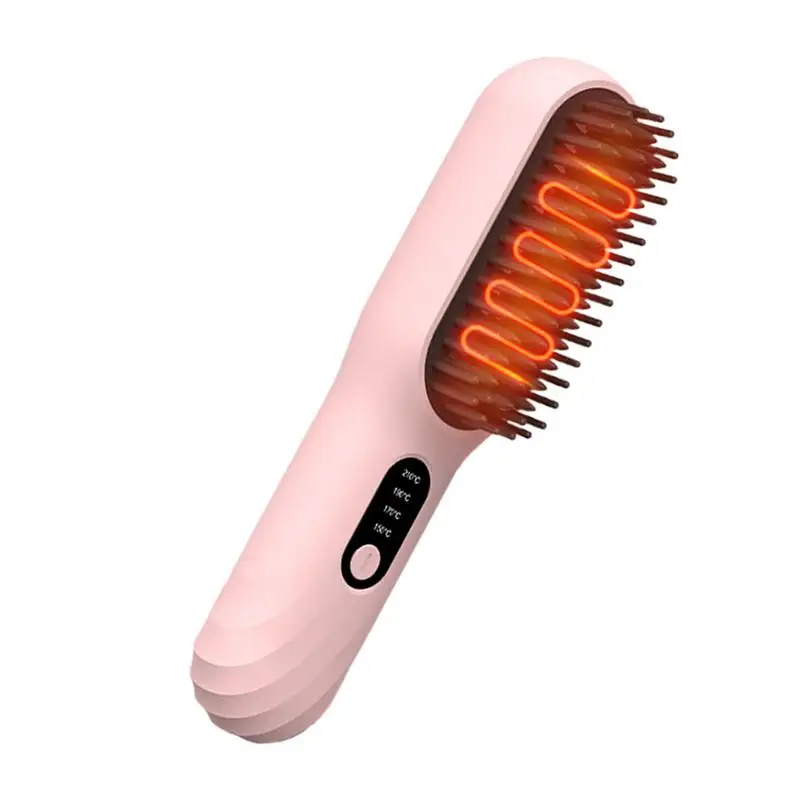 Hair Straightener Comb Travel Wireless Hot Comb Multiple Temp Settings Hair Styling Tools Air Brush for Short Long Hair