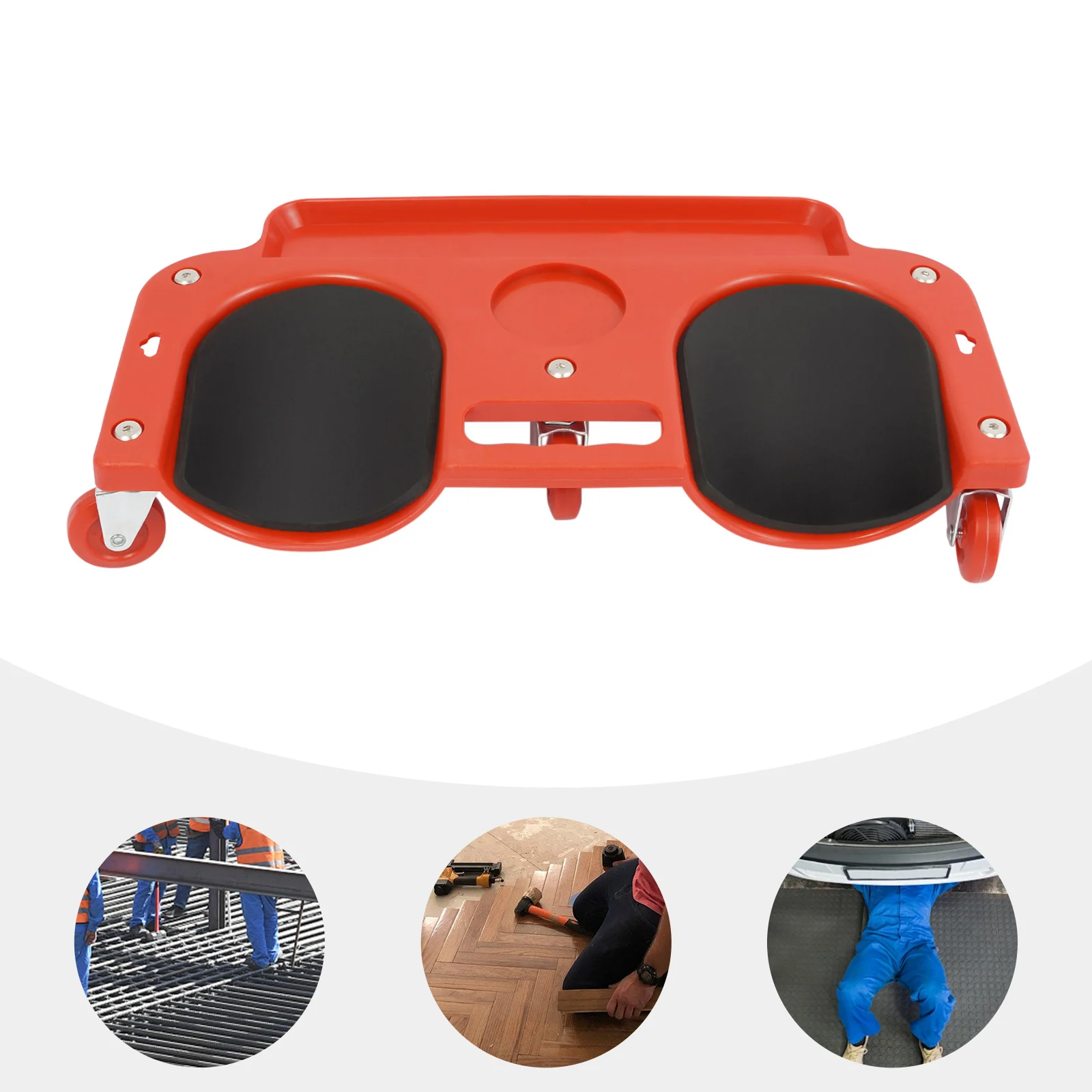 

Rolling Knee Protection Pad With 5 Wheels Tool Tray Practical Handle for Road Maintenance Tile Laying