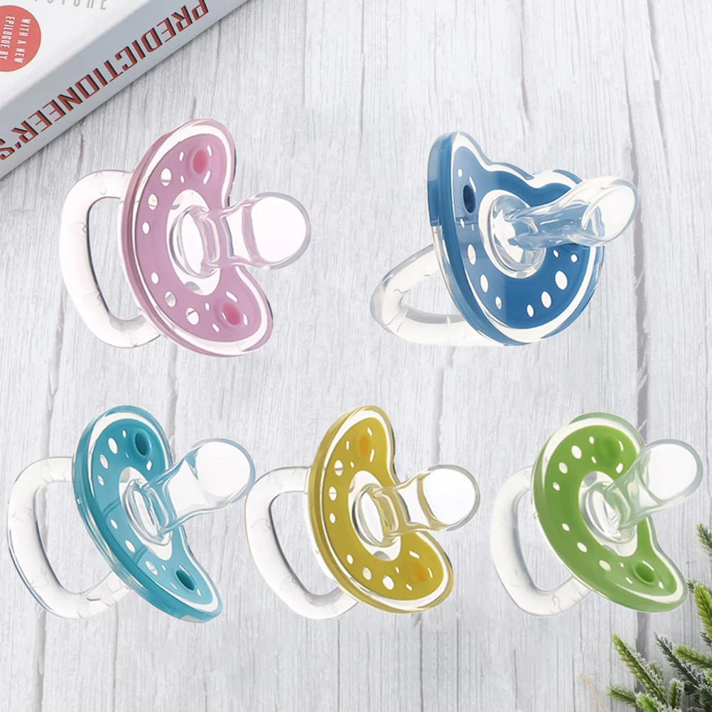 5 Pcs Infant Pacifier Baby Soother Silicone Pacifier Portable Mini Baby Pacifier (Mixed Color) Silicone Baby Pacifier