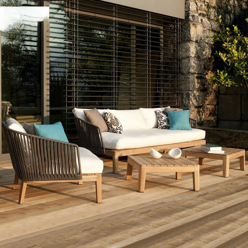 Teak outdoor sofa combination