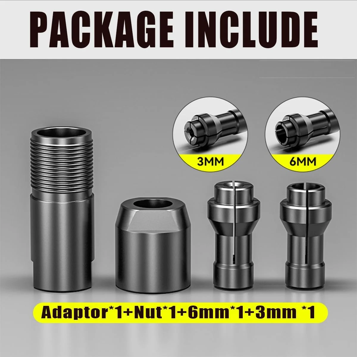 100-Tyle Angle Grinder to Straight Grinder Adapter Angle Grinder Conversion Accessories for 3mm/6mm Drill Bits & Polishing Discs