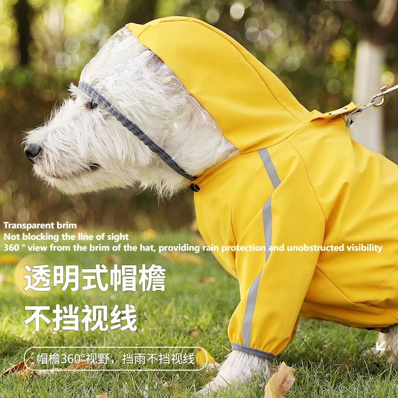 New Type Of Towing Four Legged Raincoat, Waterproof For Large, Medium, And Small Dog Pets, Outdoor Clothes On Rainy Days