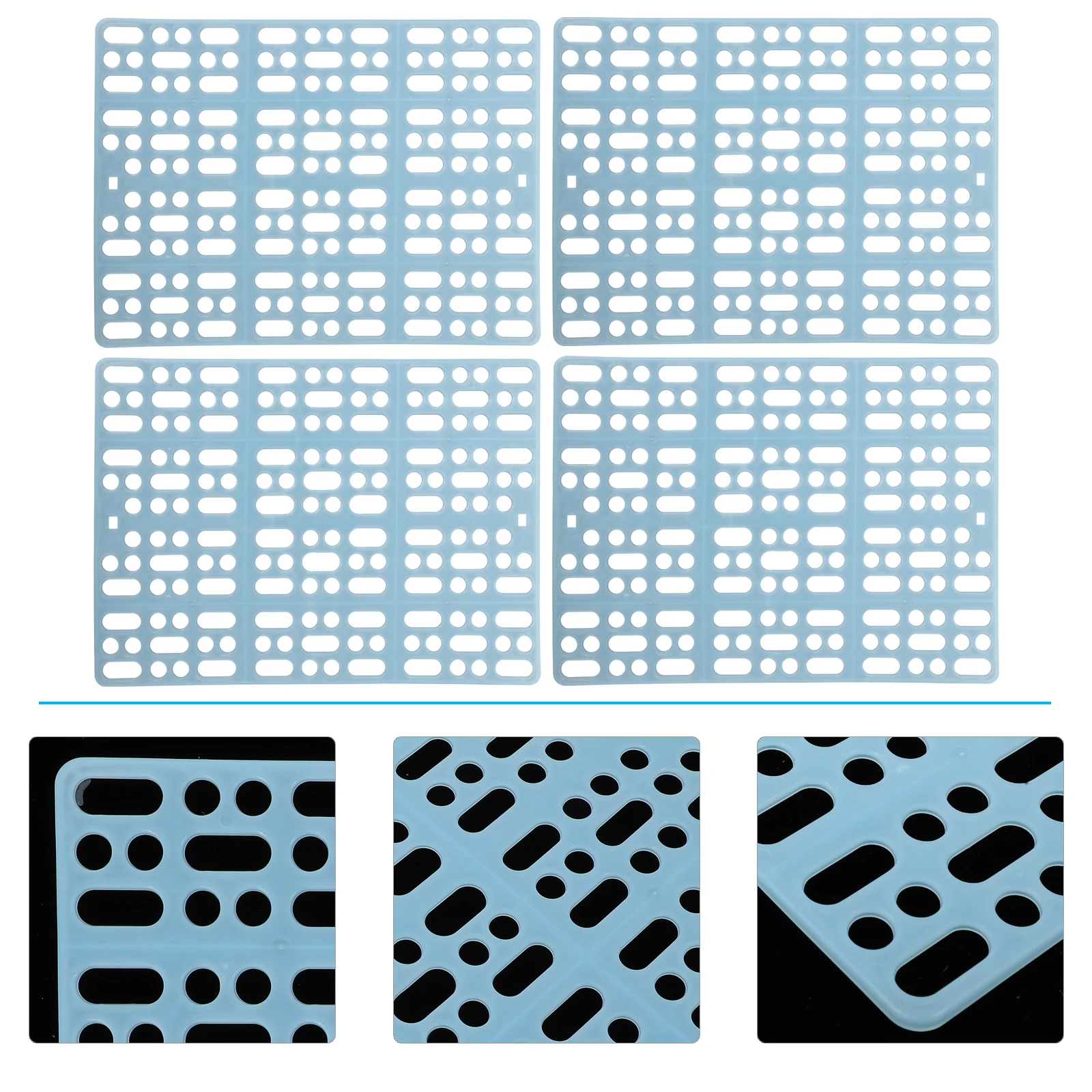 

4 Pcs Bunny Rabbit Cage Mat Mats Flooring for Rabbits Plastic Sky-blue Foot Pads
