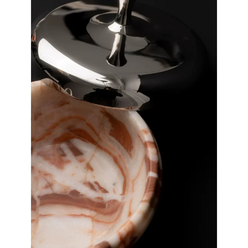 Red-brown agate silver steel pinecone storage box for jewelry, nuts, tray - perfect for gift giving, luxurious and stylish.