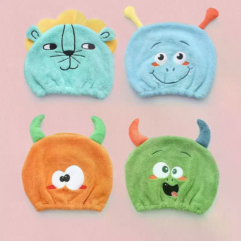 Simpatico cartone animato Animale Cappello da bagno per bambini Asciugamano per capelli in microfibra ad asciugatura rapida Cappello per asciugatura per bambini Torsione per capelli super assorbimento