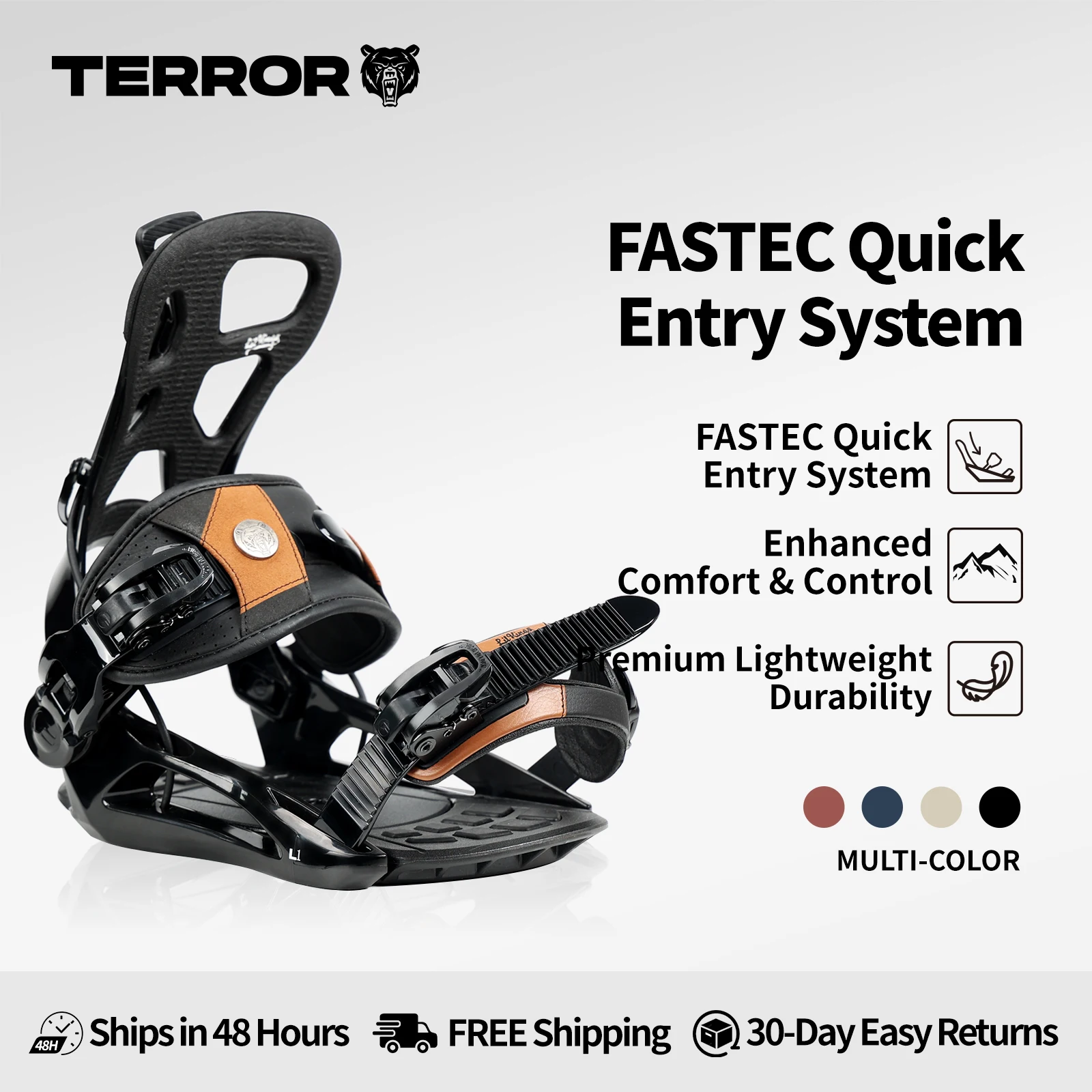 ربطات LILKINGS على الجليد L1 |   تصميم سهل الخطوات، قاعدة EVA ممتصة للصدمات، أشرطة جلدية، مثالية للمبتدئين والمتشابرين