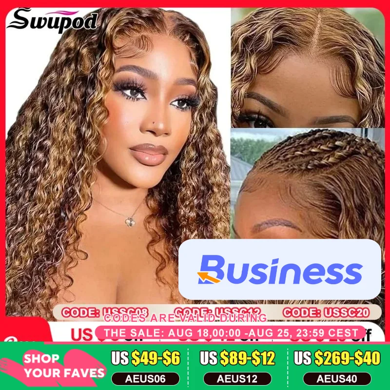 13x4 HD Lace Front Wig for Women Water Deep Wave Remy Human Hair P4/27 Piano Ombre Blonde Brown Highlight Glueless Pre Plucked