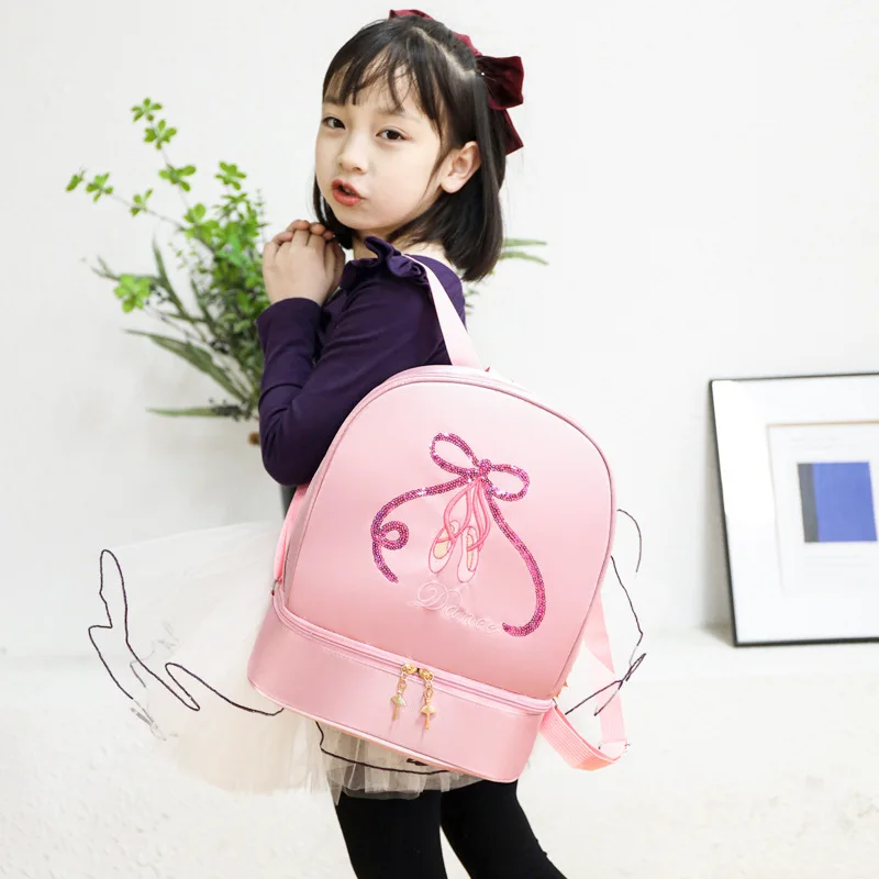 Ruoru bolsa de ballet para niñas, mochila de almacenamiento de bailarina para niños, bolso de baile de ballet rosa y morado, bolso de hombro para niñas