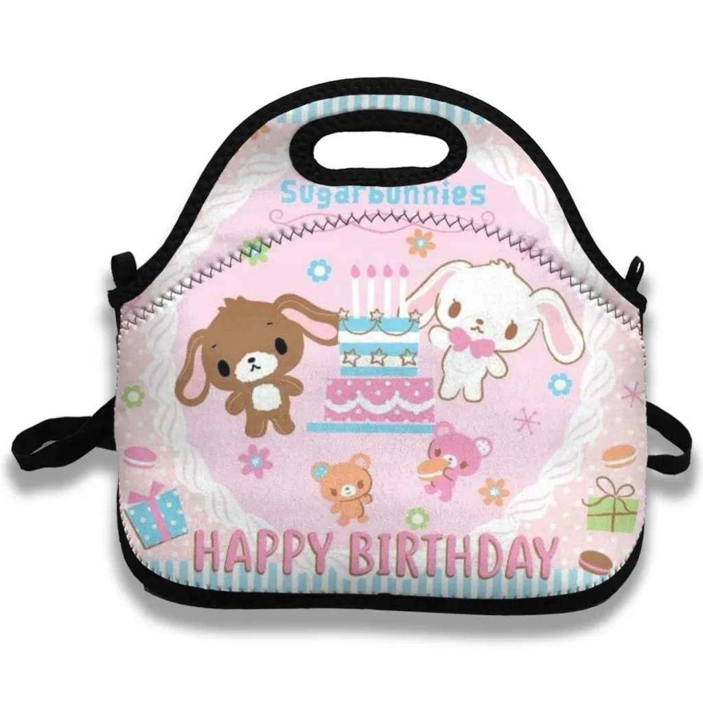 Sugarbunnies Portable Lunch Bag for Children Food Thermal Box Durable Cooler Lunchbox with Shoulder Strap Picnic Bag