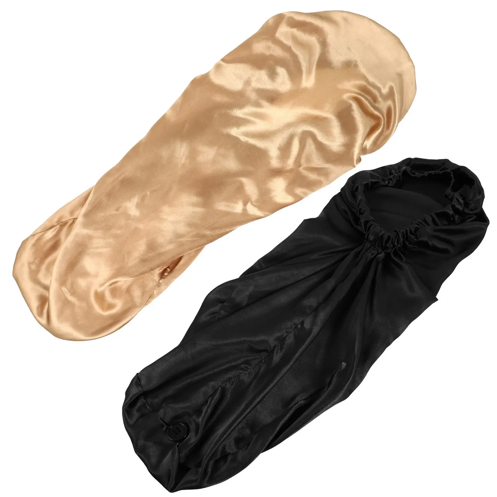 

2Pcs Satin Long-Cylinder Premium Hair Care Bonnets for Women with Thick Long Hair Large Head Circumference Sleeping