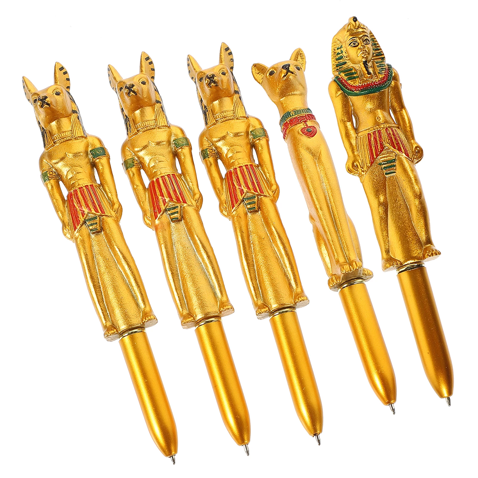 5Pcs Egyptian Pharaoh Ballpoint Pen Plastic Creative Design Home Office School Use Sign Ball-Point Pen Beautiful Writing Tool