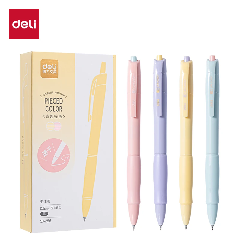 Deli 12pcs 0.5mm Black Ink Quick-drying Cute Gel Pens Stationery Signing Pen Gift Office Supplies School Supplies Kawaii Pen