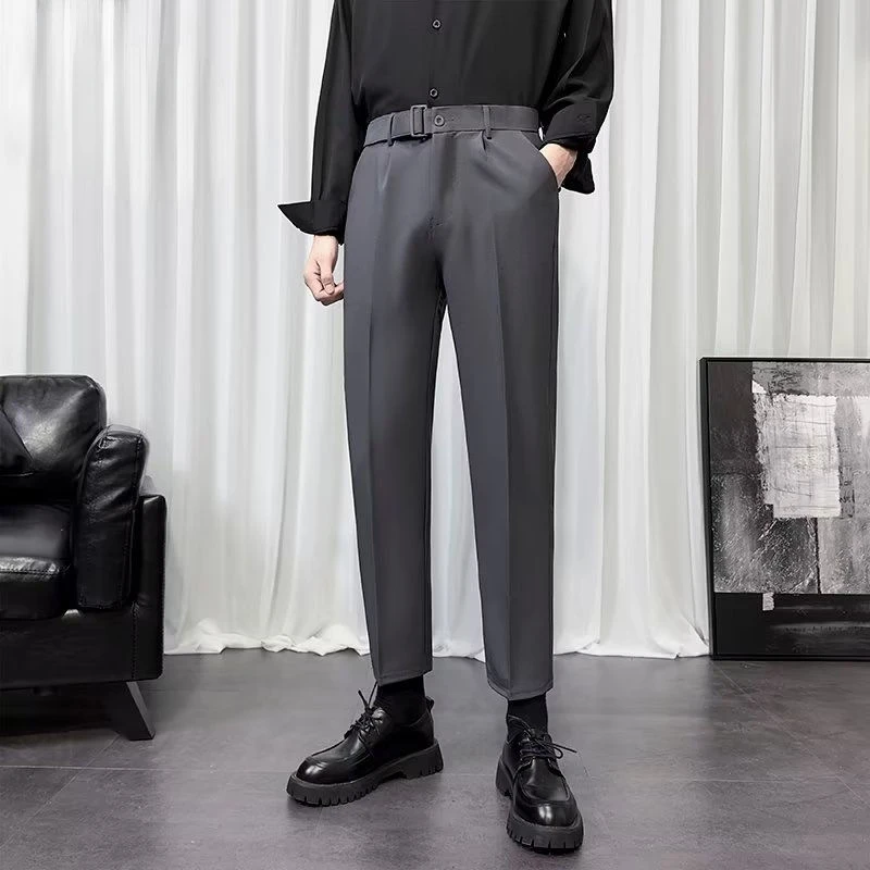 

2023 Suit Pants Men Leisure Straight Korean Classic Fashion Business Casual Formal Wear Solid Color Blazer Trousers Male Y394