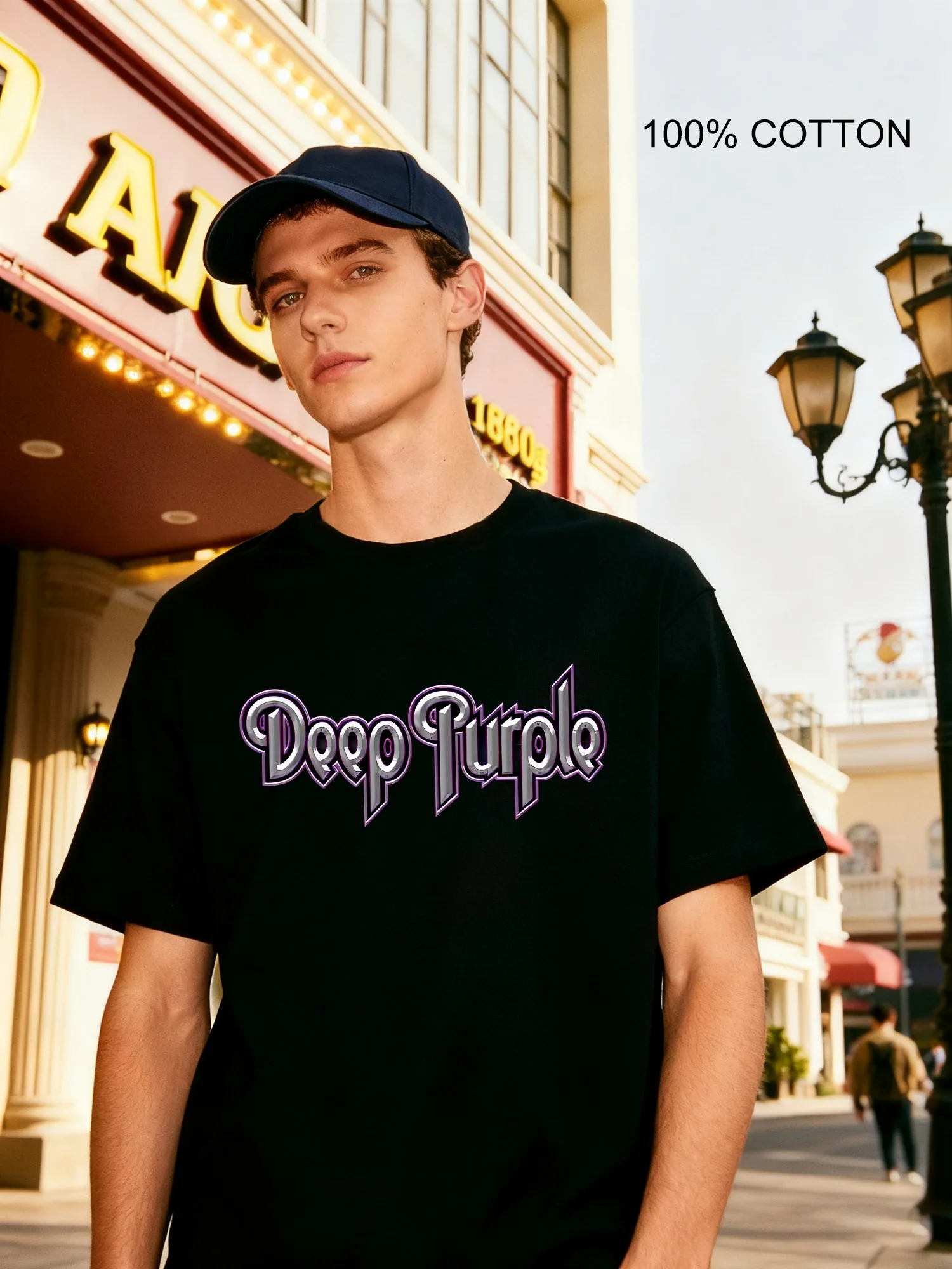 

Deep Purple Band Men's T-Shirts Casual Design Crew Neck T-Shirt 180g Street 100% Cotton