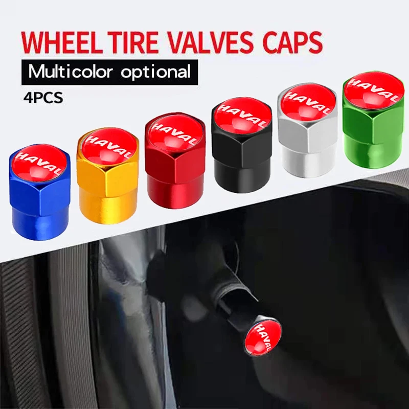 4PCS Haval Letter Car Wheel Tire Valve Caps Tyre Stem Aluminum Alloy Dustproof Cover Wheel Decor For Haval