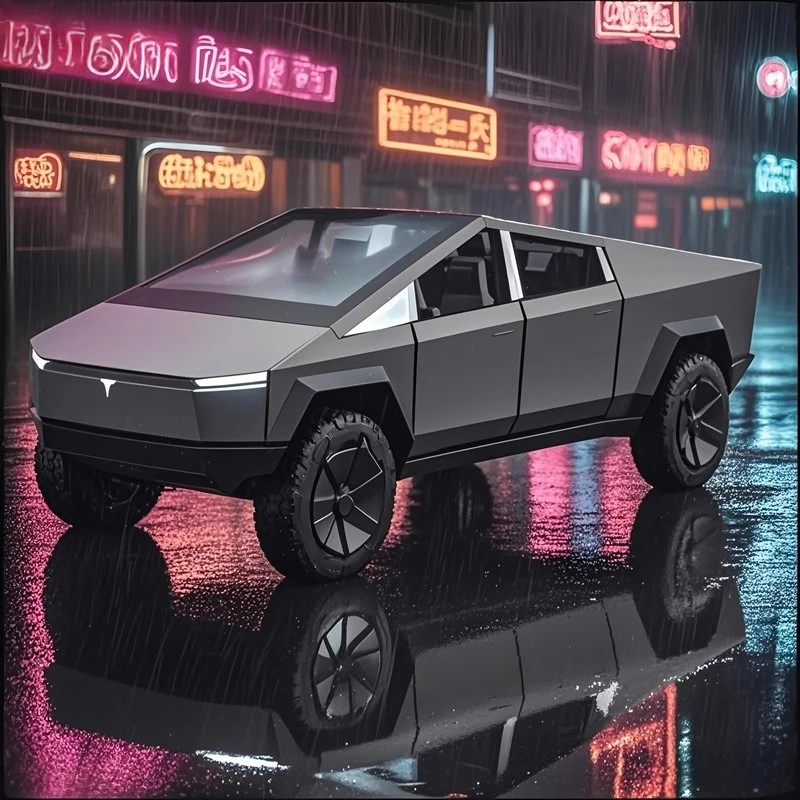 

1:32 Cybertruck Pickup, модель автомобиля из сплава, литая под давлением игрушечная машина, имитация звука и света для детей, Рождественский подарок, игрушки для мальчиков