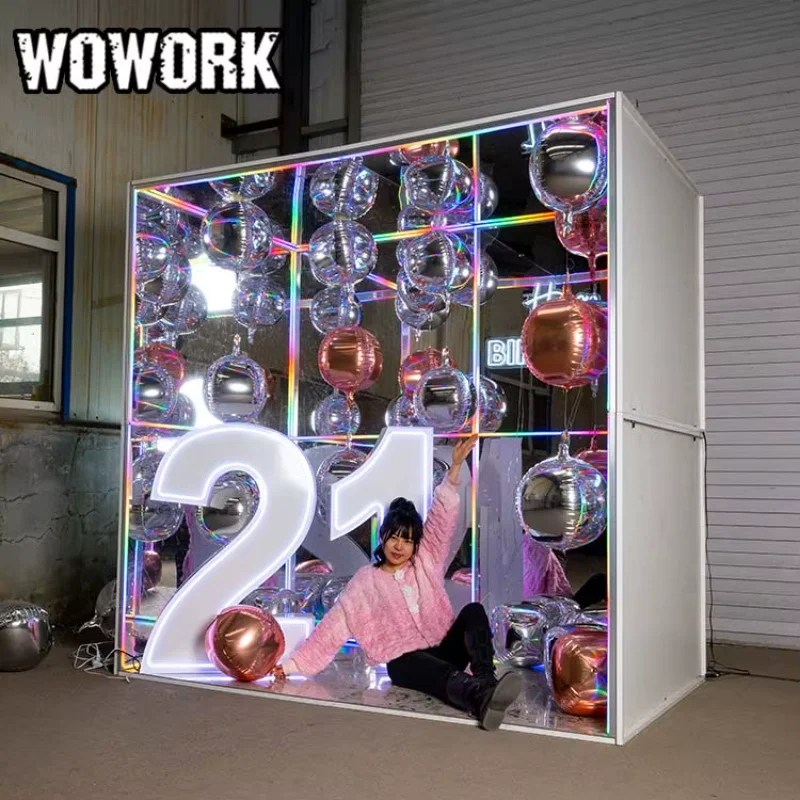 WOWORK Wholesale Metal Iron Wheeled Flight case Carrying Box for Wedding Party Letter and Photo Booth Box