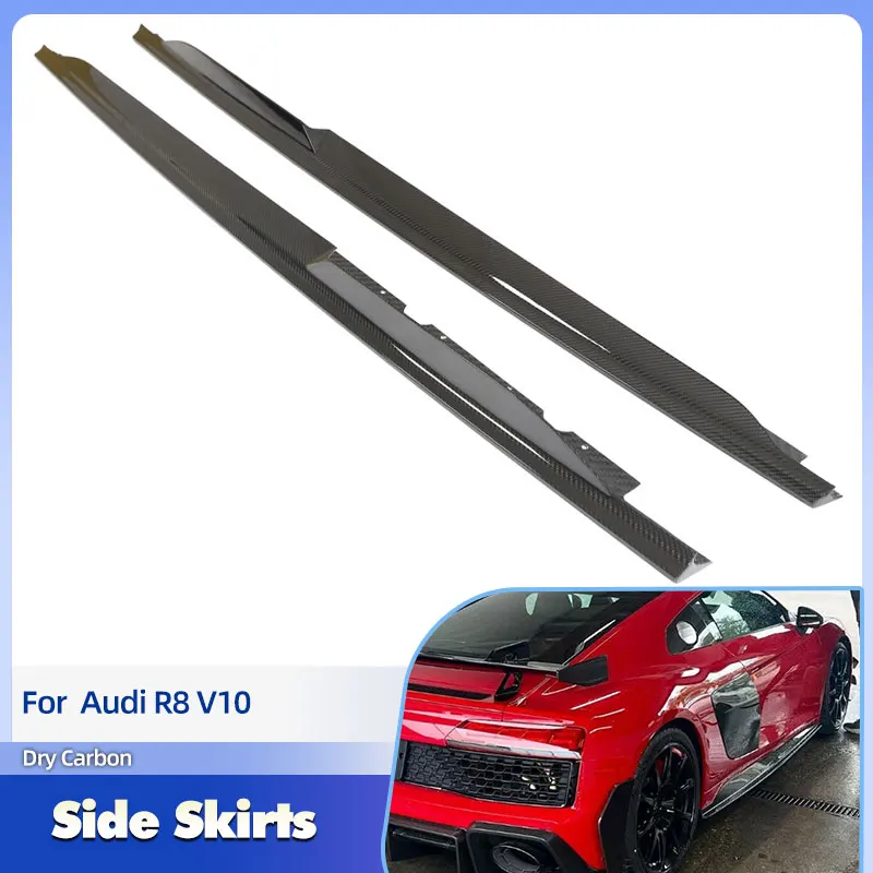 

Car Side Skirts Extensions Prepreg Dry Carbon for Audi R8 V10 Coupe Convertible 2022 2023 Racing Side Bumper Apron Lip Body Kits