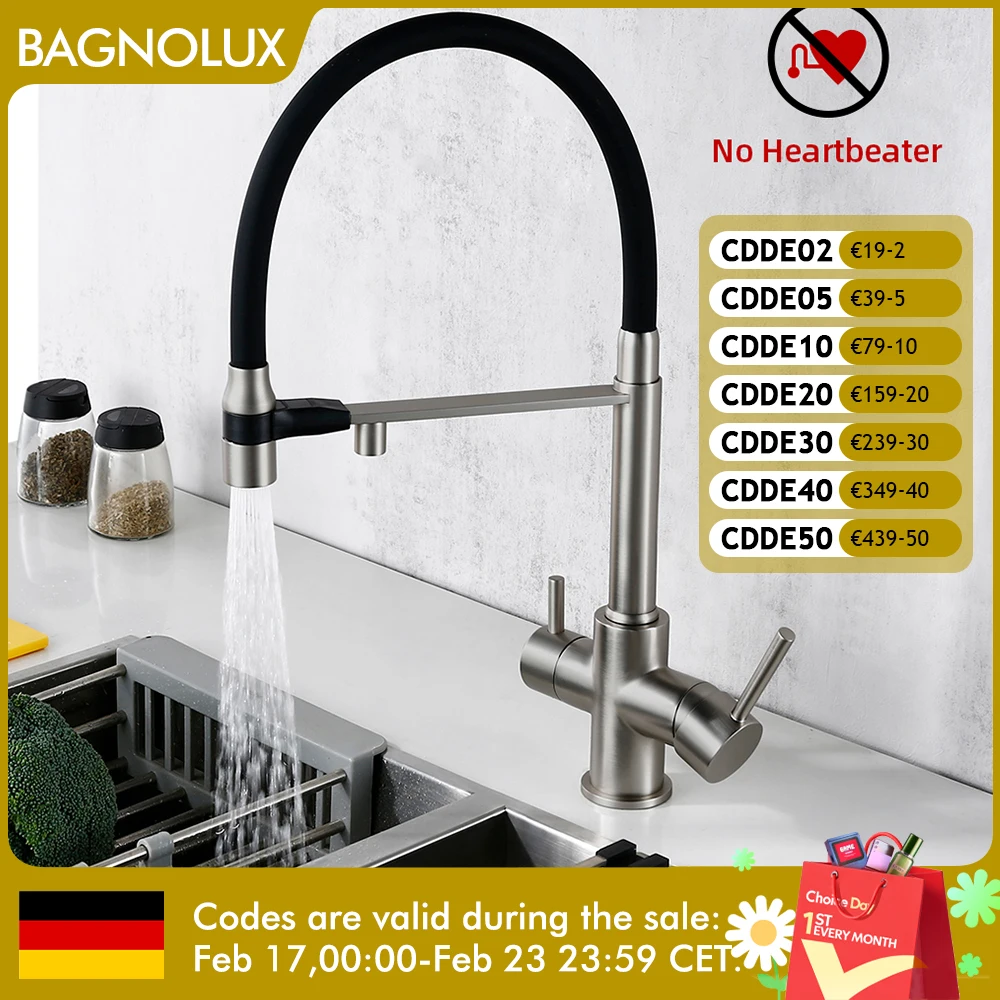 닦았 니켈 주방 수도꼭지 당겨 더블 핸들 주방 탭 매트 크롬 주방 믹서 황동 싱글 홀 3 가지 방법 싱크 탭