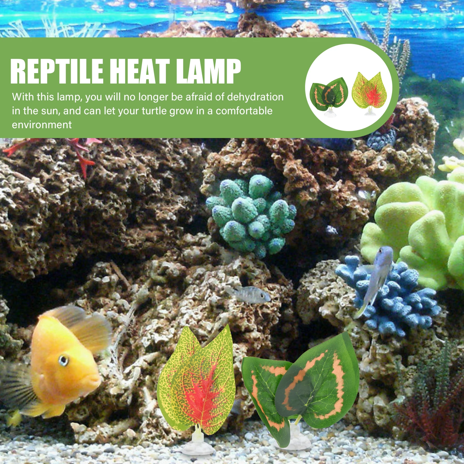 

2Pcs Reptile Tank Plants Decorative Aquarium Plants Lifelike Leaf Ornaments Safe for Pets Artificial Leaf Ornaments