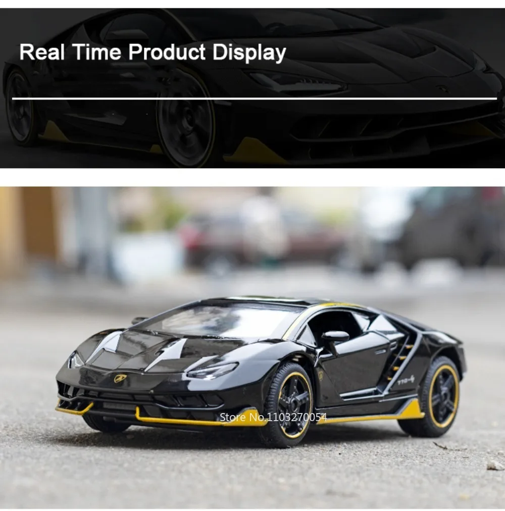1:32 Lambor SVJ63 LP770 Miniaturmodell Legierung Diecast Auto Spielzeug Sound Licht Zurückziehen Türen Geöffnet Fahrzeug Mode Ornament für Jungen – Detail 17