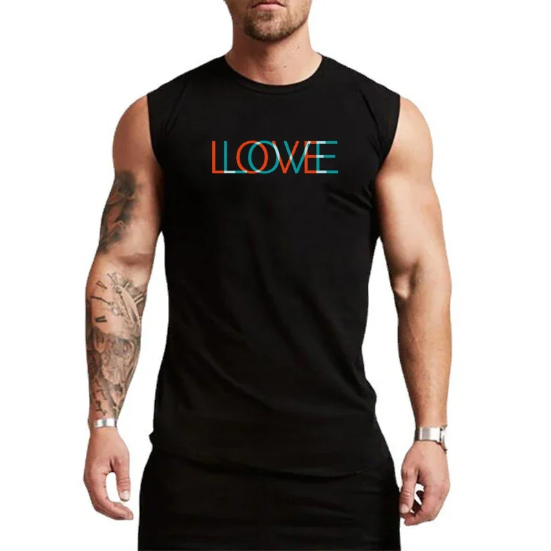 Gym Fitness Training Sleeveless Singlets Summer Cotton Absorb Sweat Casual Tank Tops Mens Running Sport Bodybuilding T-Shirts