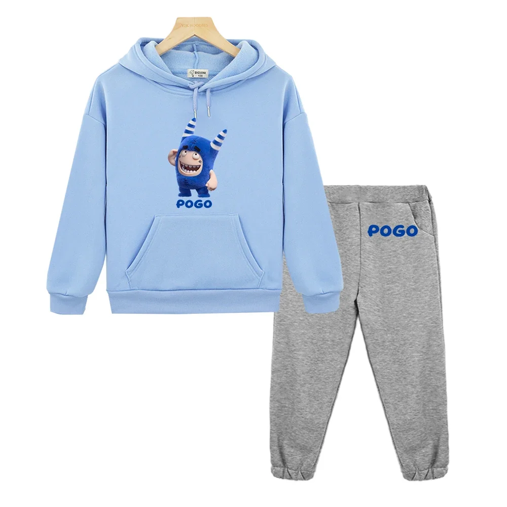 Oddbods POGO Blue Hoodies Sets Long Sleeve Comfortable Soft Sweatshirt Casual Kawaii Cartoon Graphic Printing Hoody Hooded Tops