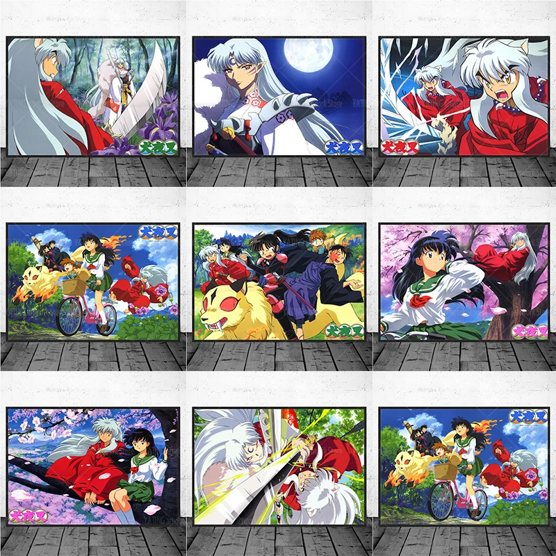 Japanese anime Inuyasha canvas painting anime character series wall art poster prints home children bedroom decoration painting