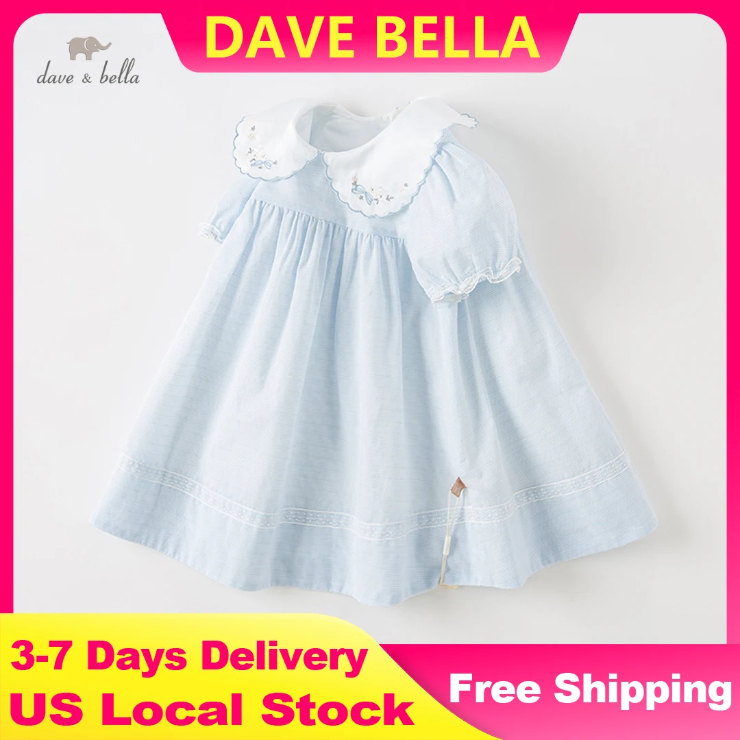 

Dave Bella Girls Embroidery Summer Birthday Party Dresses Casual Bubble Short Sleeve Princess Dresses Cotton Clothes DB2238126