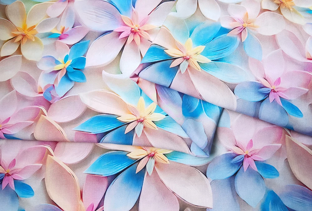 1 Meter x 1,45 Meter schöner, farbiger Blumen-Viskose-Stoff, 100 % Rayon-Material für Kleider und Roben – Detail 6