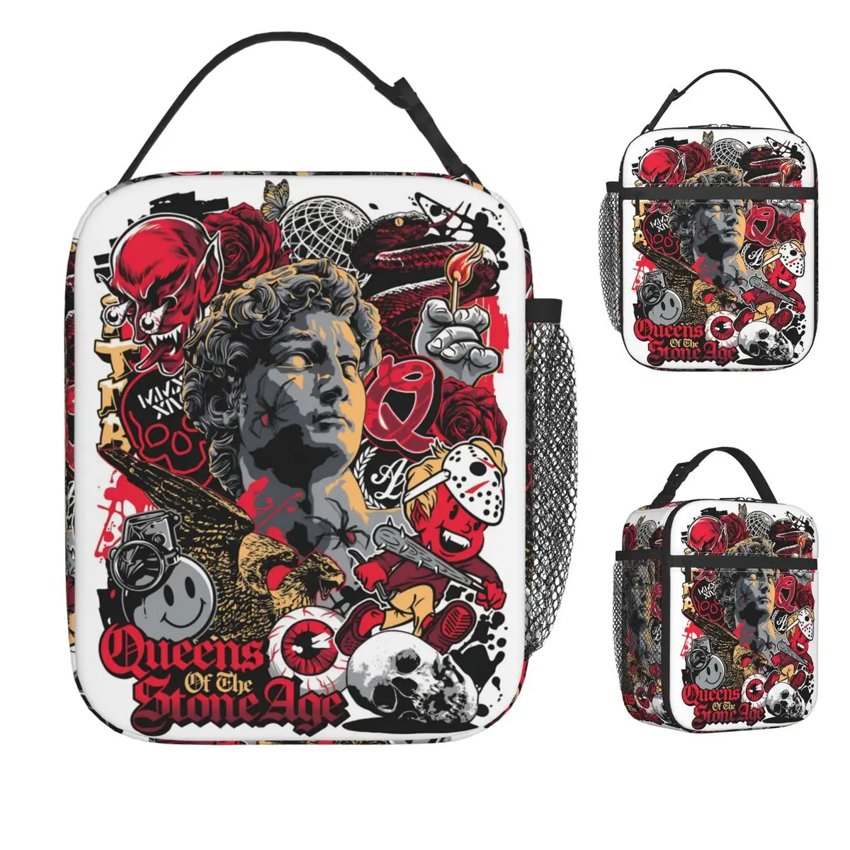 ملكات الحجر العصر الموسيقى الفرقة الغداء حقيبة للجنسين الأمريكية موسيقى الروك علب الاغذية المدرسة حقيبة للحفاظ على البرودة أكسفورد حمل أكياس الغذاء