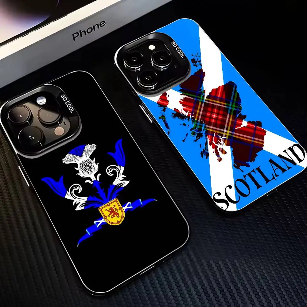 

Чехол для телефона с шотландским флагом для iPhone 17,16,15,14,13,12,11 Plus, Pro Max, черный матовый противоударный чехол