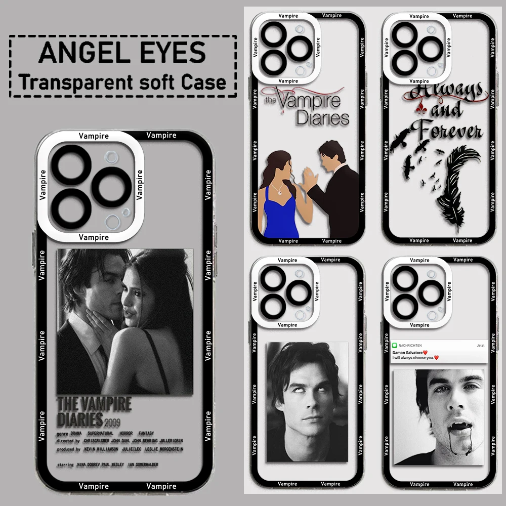 The Vampire Diaries Phone Case For iPhone 14 13 12 11 15 Pro Max 13Mini SE X XR XS Max 15Plus Transparent Covers Fundas