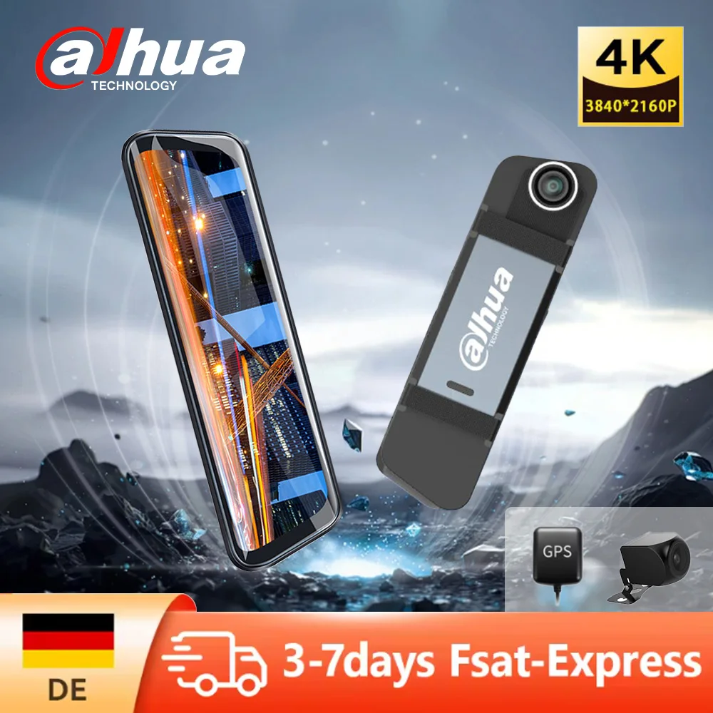 Dahua T5 Dashcam 4K WiFi GPS Recorder Crash Latch Nachtsicht Sprachsteuerung Loop Aufnahme für Autokamera