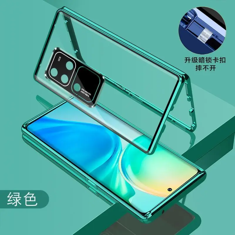 Case For VIVO V30 Pro 360 Full Double Sided Magnetic Adsorption Metal Tempering Glass Protection Phone Cover For VIVO V30 Pro