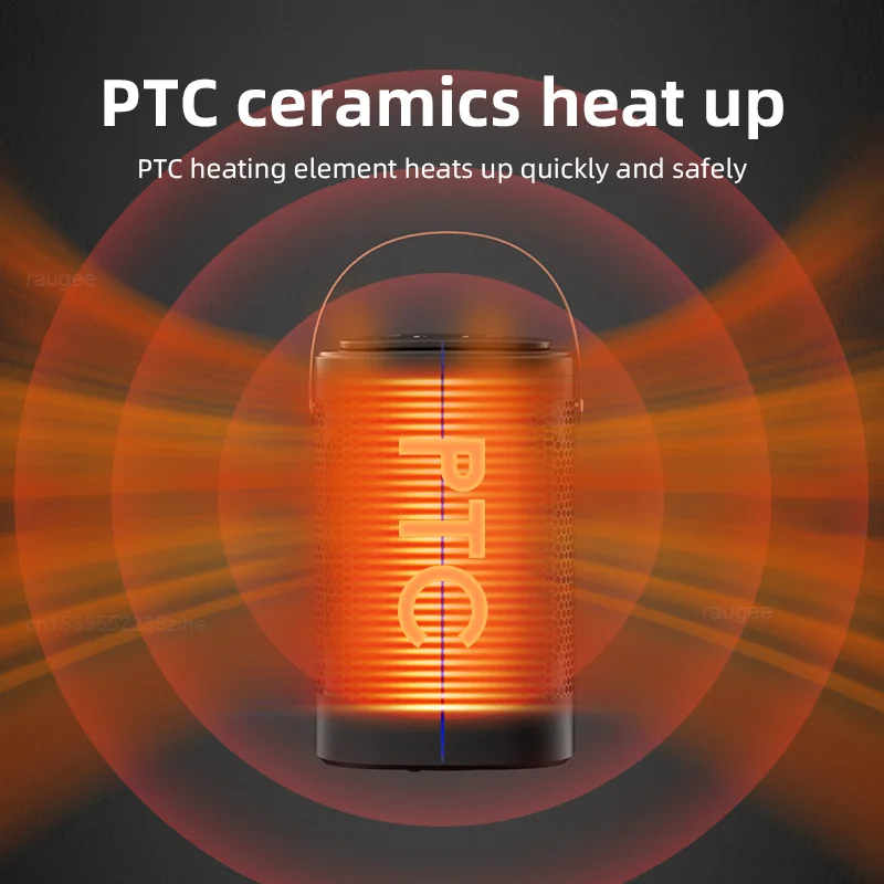 Electric PTC Fan Heater Portable Hot Air Warmer Bathroom Living Room Heating 3 Gear Temperature Remote Control Household Heater