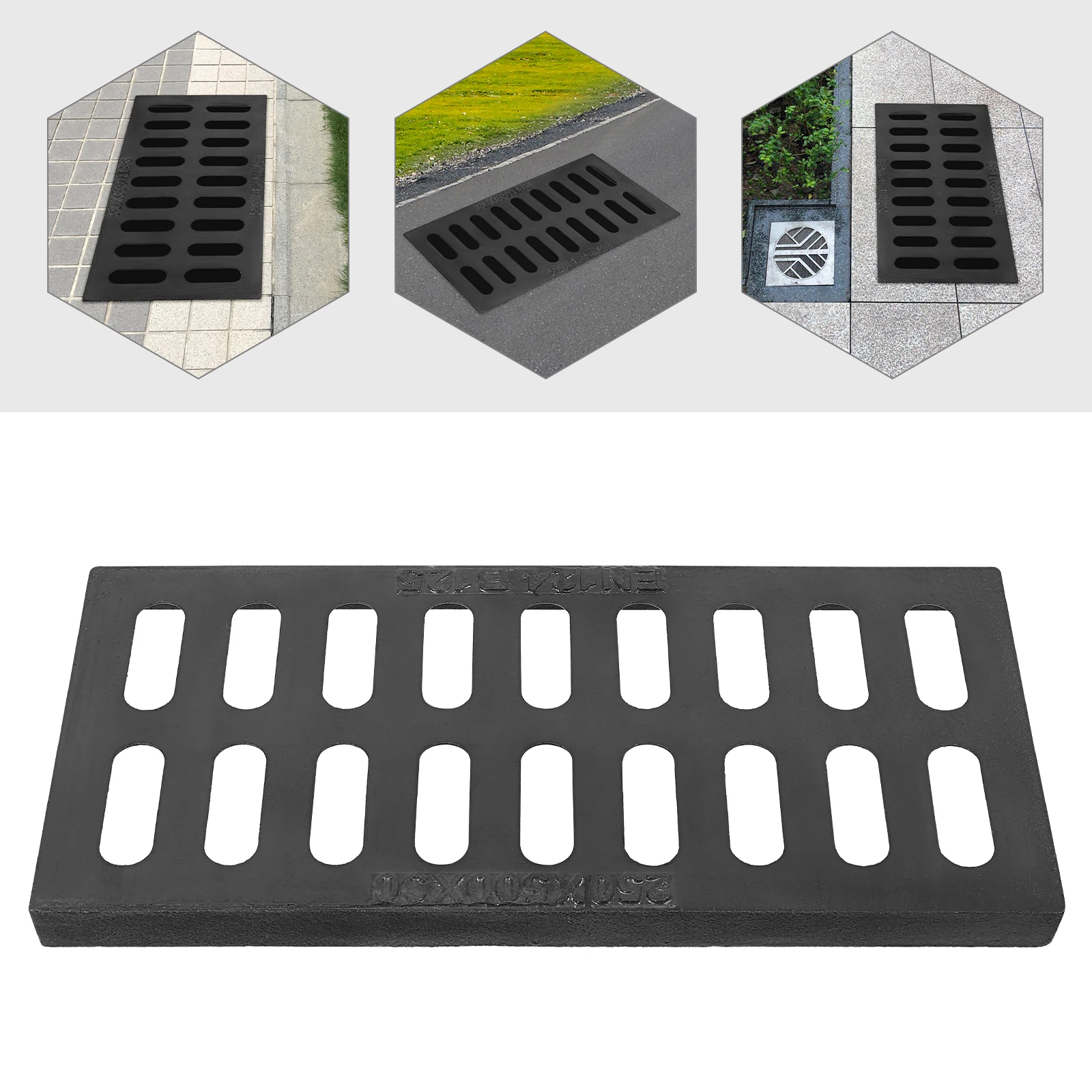 

Strip Floor Drain, High-Quality Ductile Cast Iron, Anticorrosive Paint, 4409.25 lbs Load Capacity, Dense Hollow Design to Block