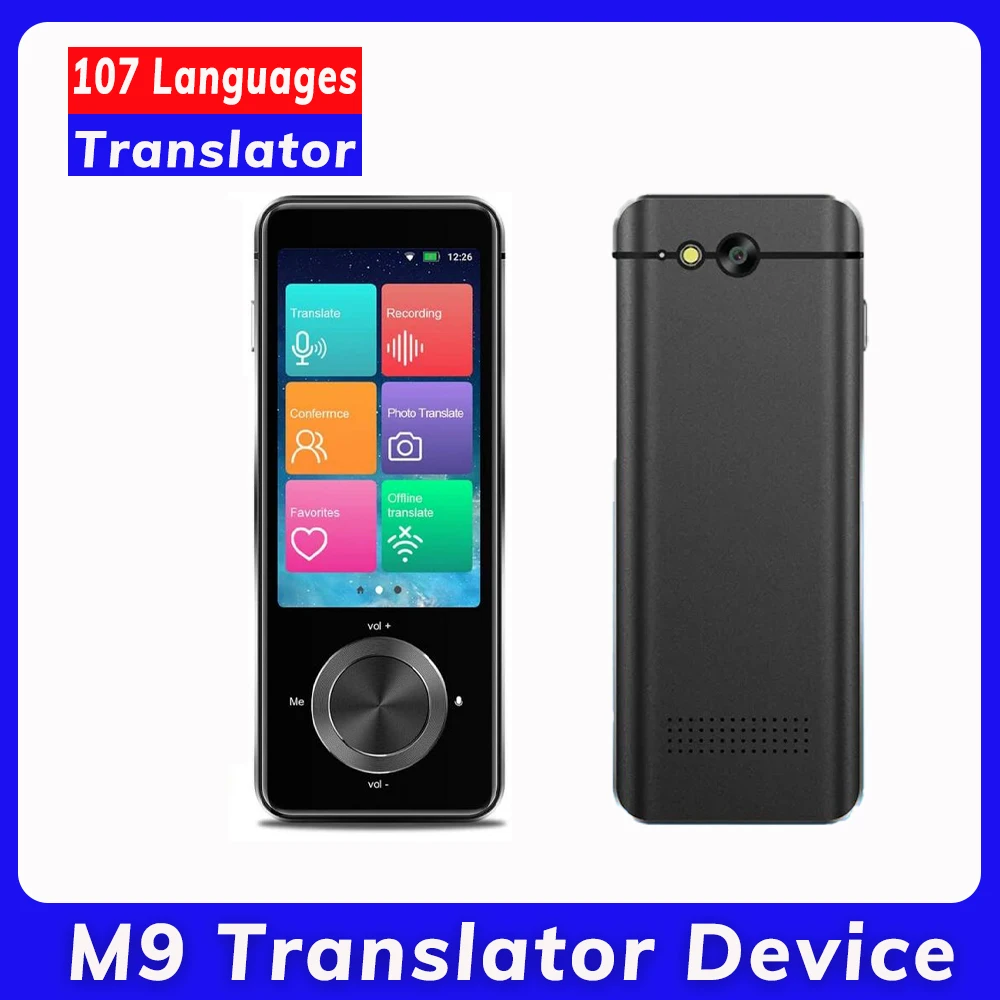 M9 Language Translator Device Portable Voice Translator All Languages 107+ Countries WiFi/Hotspot/Offline Two Way Instant