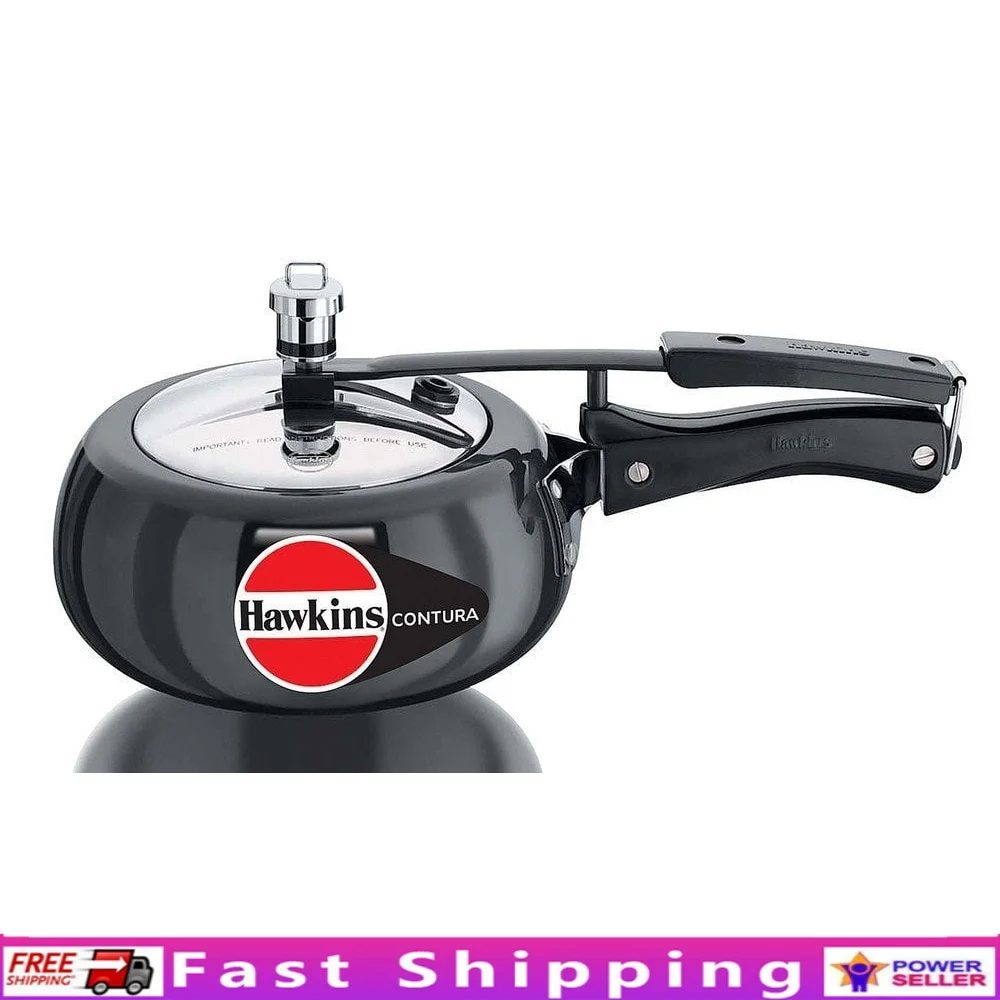 

Hard Anodized Pressure Cooker 2L Energy Efficient Curved Body Improved Pressure Regulator Fast Heating Corrosion Resistant